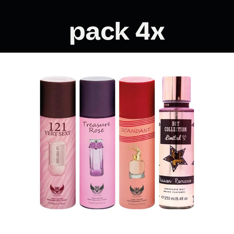 Pack 4X Zak Perfumes (Scandant, Passion Romance, 121 Very Sexy, Treasure Rose)