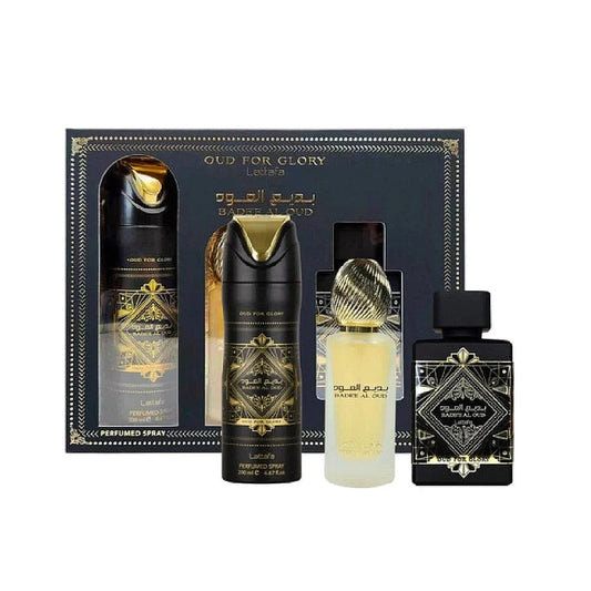 LATTAFA BADEE AL OUD FOR GLORY EDP 100ML+HAIR MIST 50ML+DEO 200ML