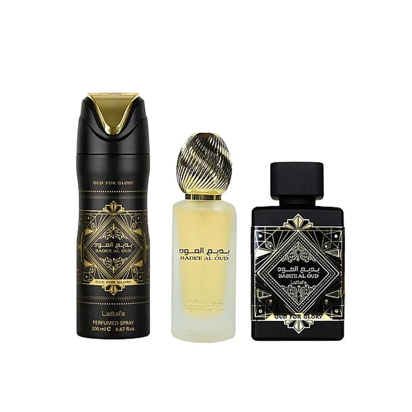 LATTAFA BADEE AL OUD FOR GLORY EDP 100ML+HAIR MIST 50ML+DEO 200ML